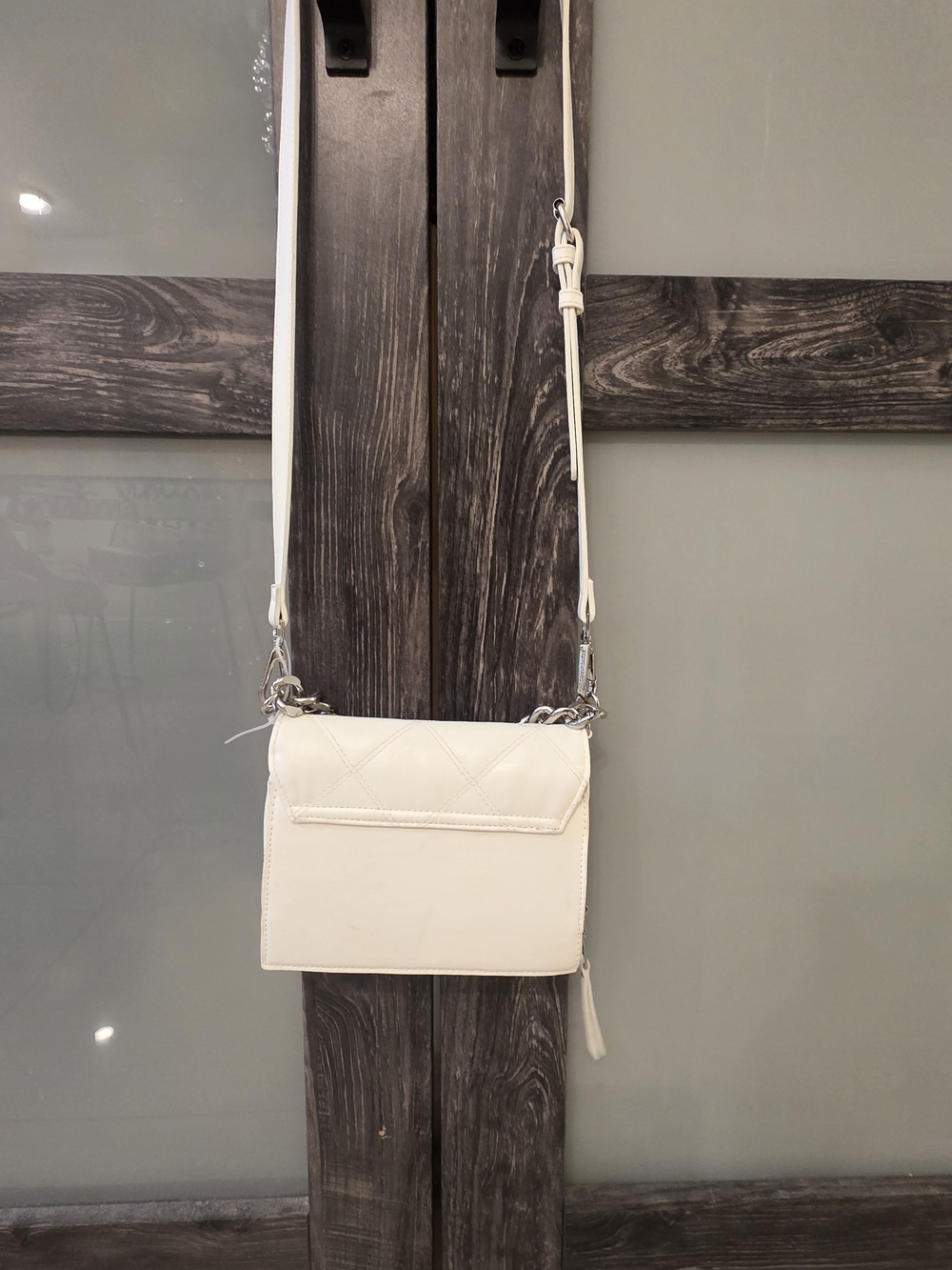 Steve Madden White Quilted Crossbody Bag Chain Strap Small Purse - Picture 4 of 9